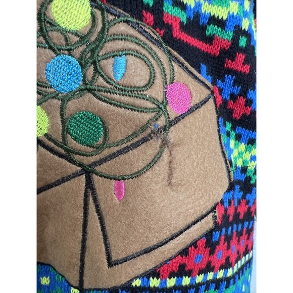 Blizzard Bay Men's Dinosaur Dino T Rex Ugly Christmas Sweater Lights Up Sz L - Picture 5 of 14